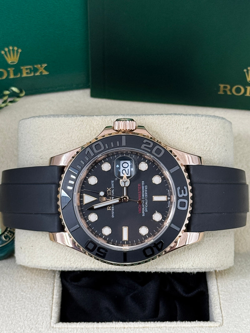 Rolex Yacht-Master 40mm Everose Black Dial Oysterflex - 126655 - New 2025