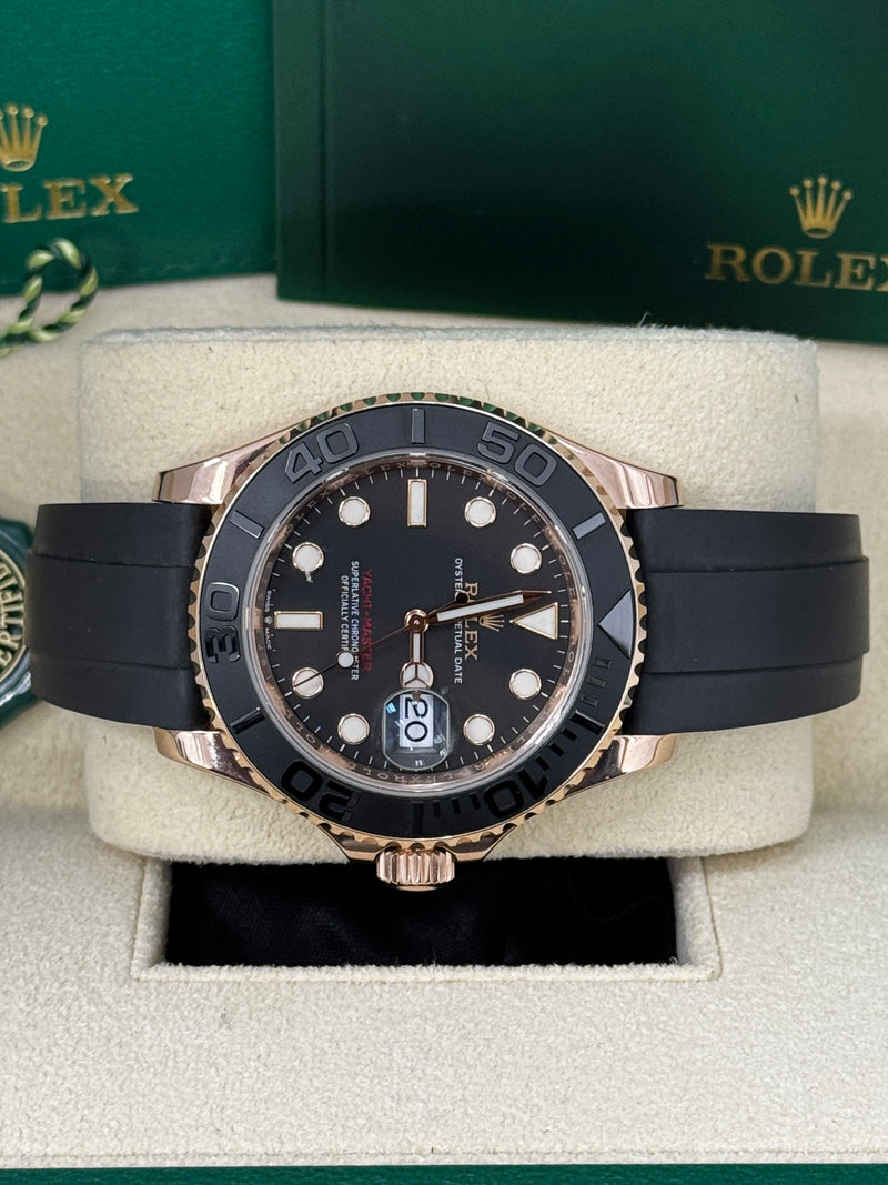 Rolex Yacht-Master 40mm Everose Black Dial Oysterflex - 126655 - New 2024