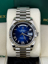 Rolex Day-Date "President" 40mm White Gold Blue Roman Ombre Dial - 228239 - New 2025