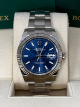 Rolex Datejust 41mm Fluted Bezel Blue Index Dial Oyster - 126334 - New 2025