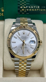 Rolex Datejust 41mm Two-Tone Yellow Gold Fluted Bezel Silver Index Dial Jubilee - 126333 - New 2025