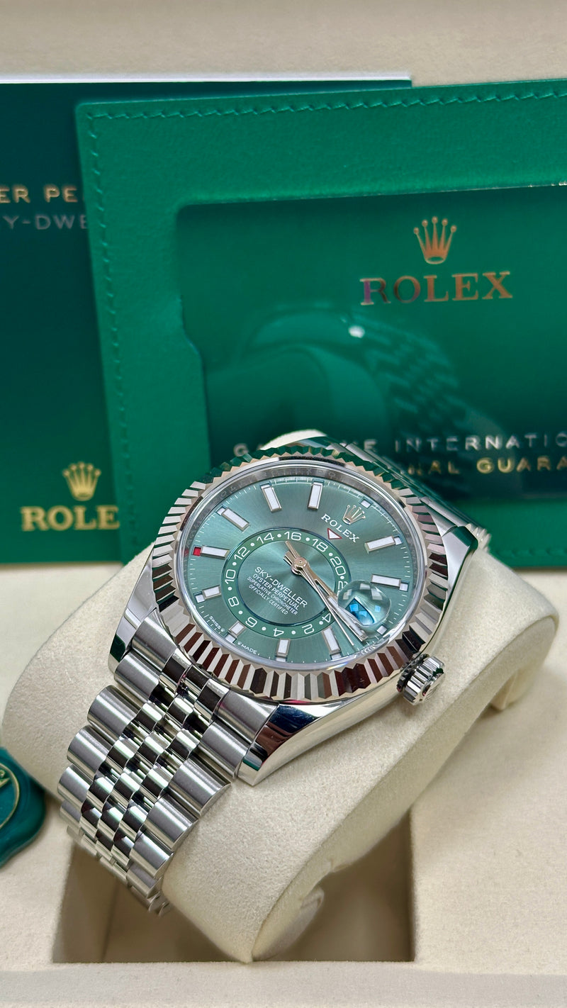 Rolex Sky-Dweller 42mm Stainless Steel Green Dial Jubilee - 336934 - New 2025