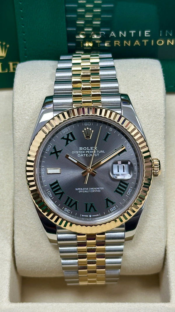 Rolex Datejust 36mm Two-Tone Yellow Gold Fluted Bezel "Wimbledon" Roman Dial Jubilee - 126233 - New 2025