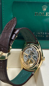 Rolex 1908 Yellow Gold White Dial Brown Alligator Strap - 52508 - New 2025