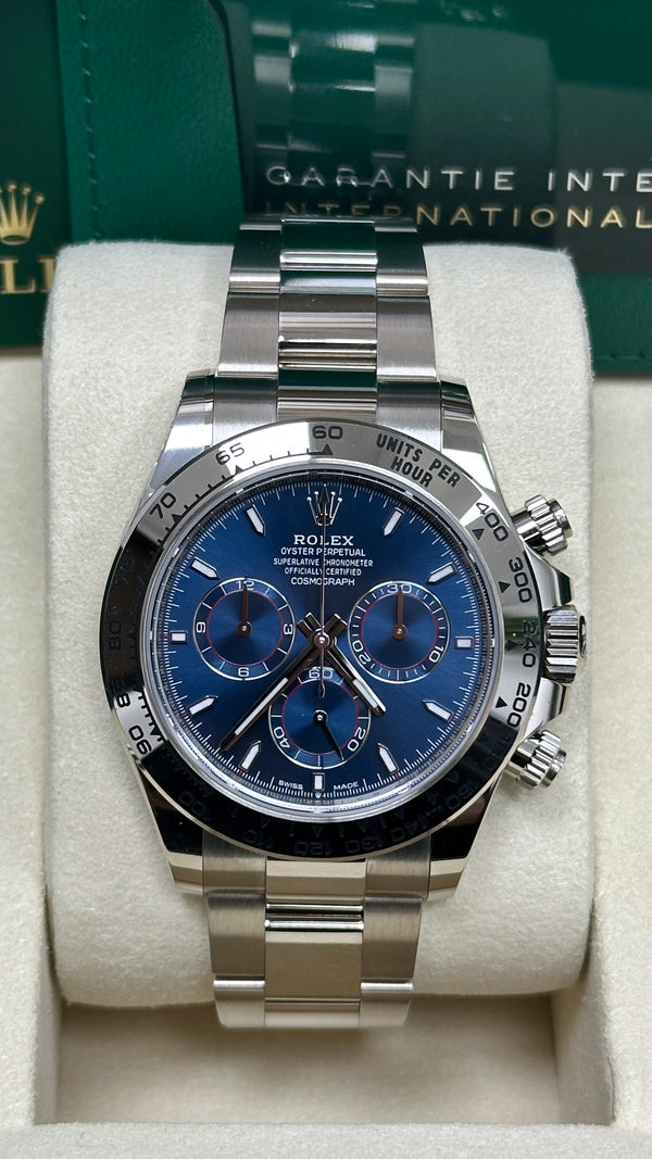 Rolex Cosmograph Daytona 40mm White Gold Blue Dial - 126509 - New 2025