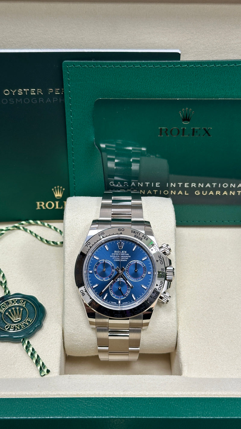 Rolex Cosmograph Daytona 40mm White Gold Blue Dial - 126509 - New 2025