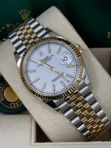 Rolex Datejust 36mm Two-Tone Yellow Gold Fluted Bezel White Index Dial Jubilee - 126233 - New 2024