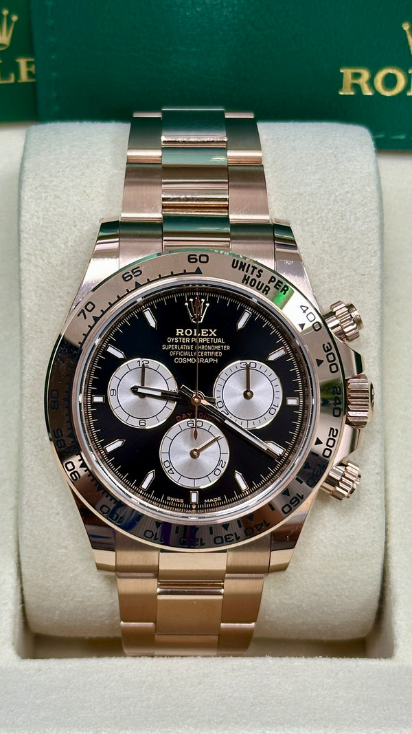 Rolex Cosmograph Daytona 40mm Everose Gold Black Diamond Dial - 126505 - New 2025