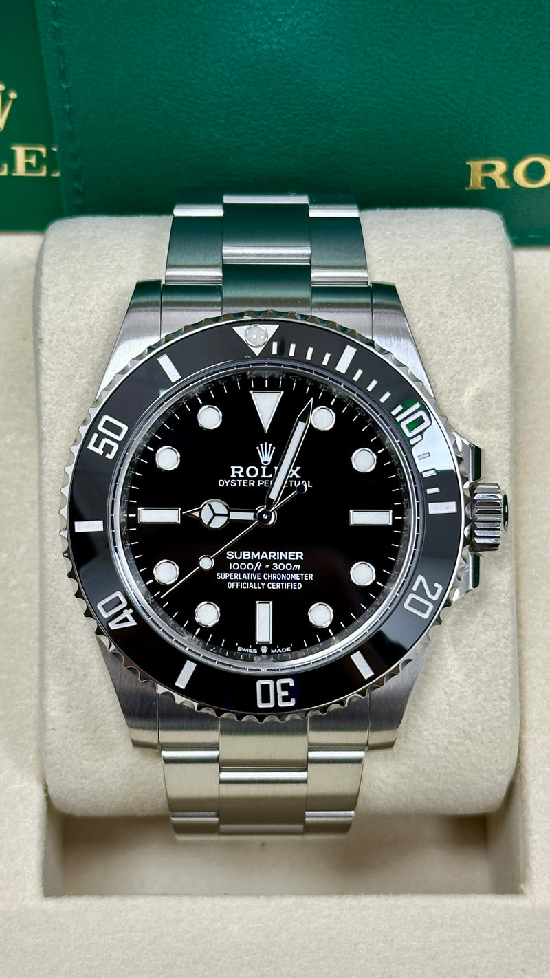 Rolex Submariner 41mm No Date Stainless Steel Black Dial Black Bezel  - 124060  - New 2025