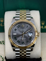 Rolex Datejust 36mm Two-Tone Yellow Gold Fluted Bezel "Wimbledon" Roman Dial Jubilee - 126233 - New 2024