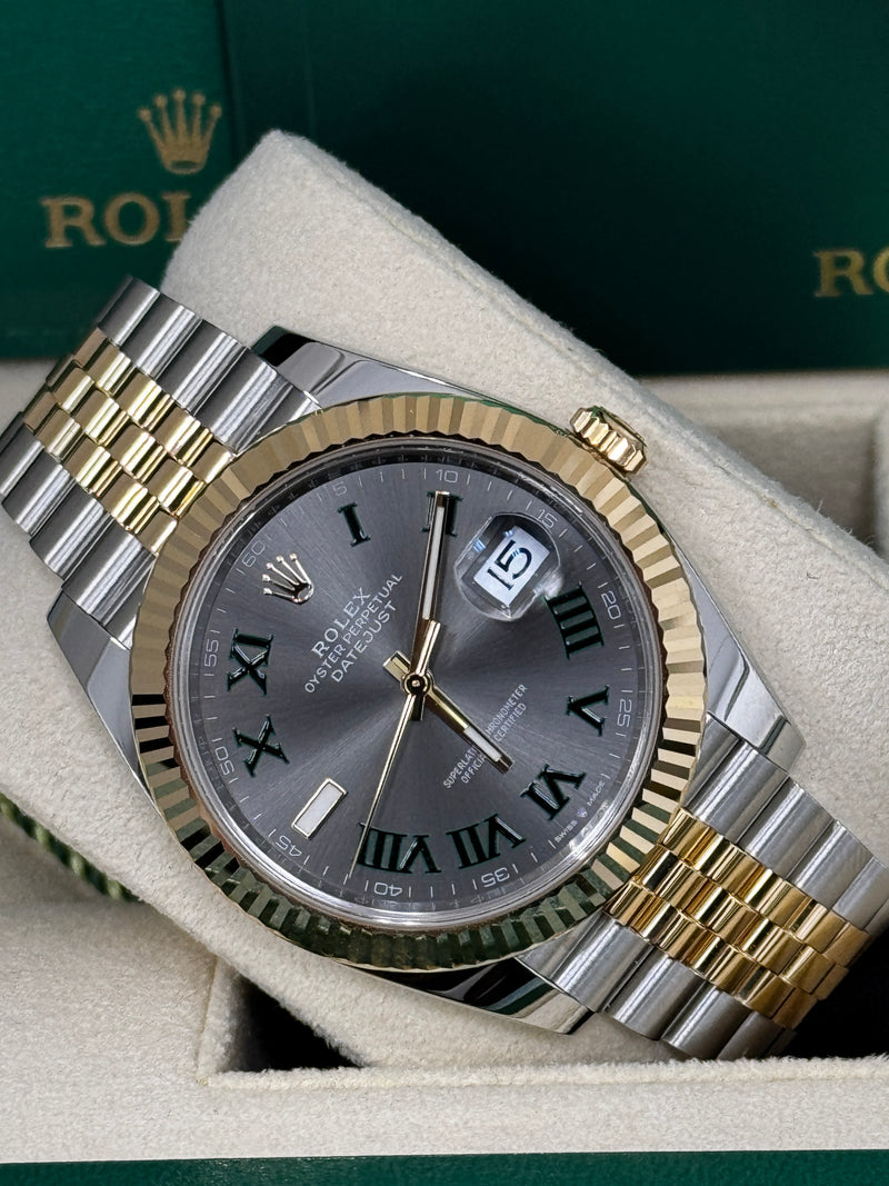 Rolex Datejust 36mm Two-Tone Yellow Gold Fluted Bezel "Wimbledon" Roman Dial Jubilee - 126233 - New 2024