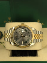 Rolex Datejust 36mm Two-Tone Yellow Gold Fluted Bezel "Wimbledon" Roman Dial Jubilee - 126233 - New 2024