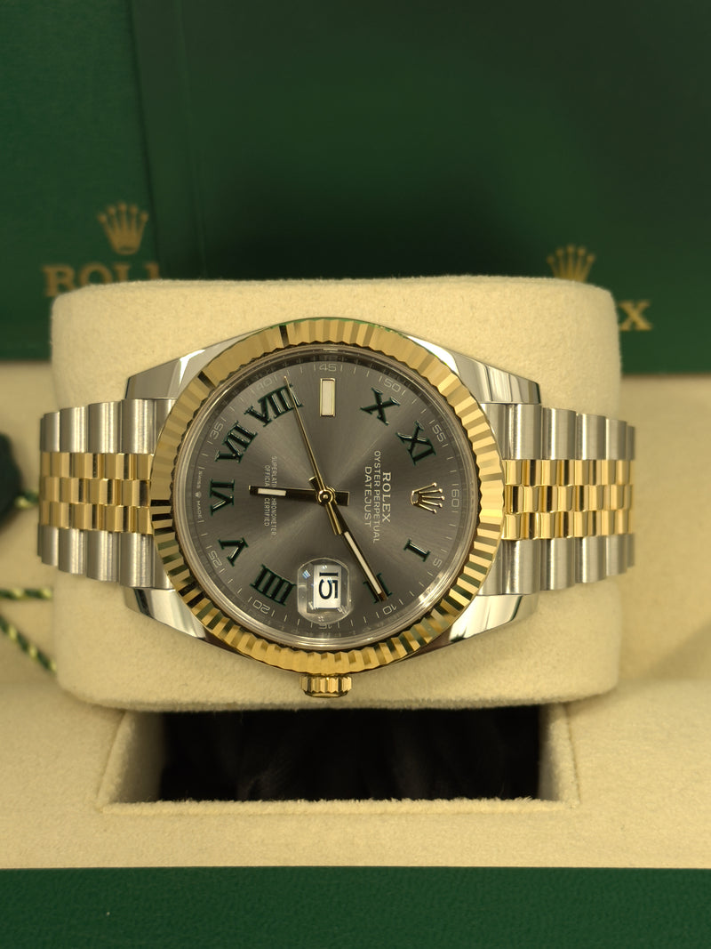 Rolex Datejust 36mm Two-Tone Yellow Gold Fluted Bezel "Wimbledon" Roman Dial Jubilee - 126233 - New 2024