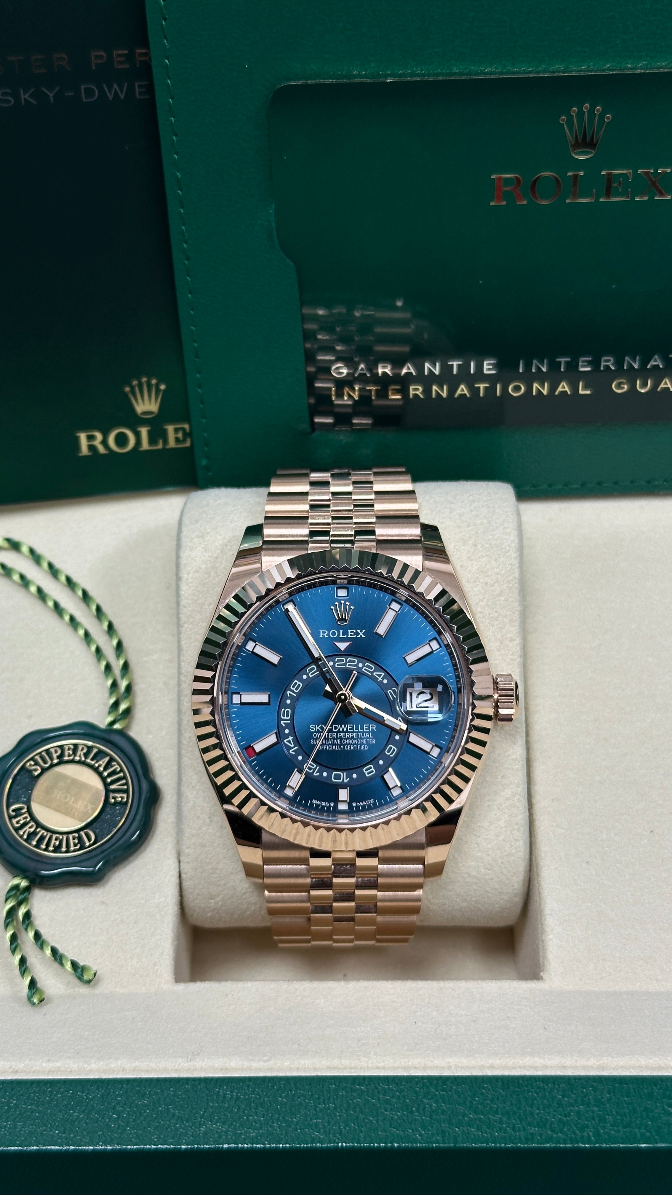 Rolex Sky-Dweller 42mm Rose Gold Blue Dial Jubilee Bracelet 336935 – New 2025 / 2026