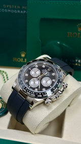 Rolex Cosmograph Daytona 40mm White Gold Black Diamond Dial Oysterflex - 126519LN - New 2025
