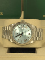 Rolex Day-Date "President" 40mm Platinum Ice Blue Roman Dial - 228236 - New 2024