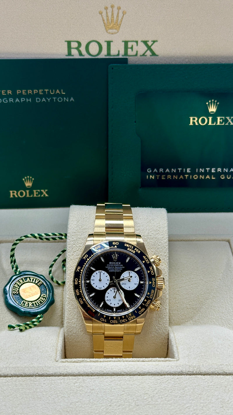 Rolex Cosmograph Daytona 40mm Special Edition "Le Mans" Yellow Gold Ceramic Black Bezel Black Dial - 126528LN - New 2025