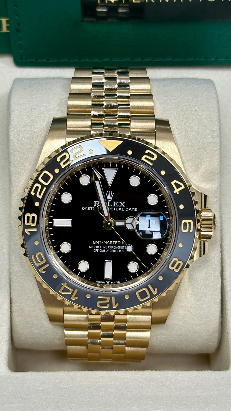 Rolex GMT-Master II 40mm Yellow Gold Jubilee Black Dial - 126718GRNR - New 2025