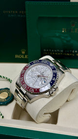 Rolex GMT-Master II 40mm White Gold Meteorite Dial Blue/Red Bezel "Pepsi" Oyster - 126719BLRO - New 2025