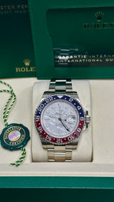 Rolex GMT-Master II 40mm White Gold Meteorite Dial Blue/Red Bezel "Pepsi" Oyster - 126719BLRO - New 2025