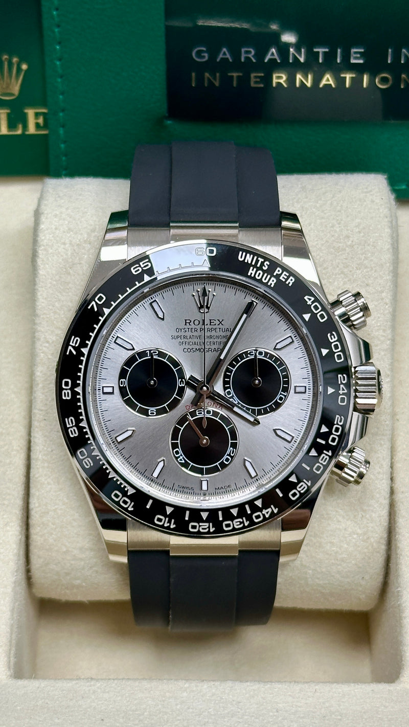 Rolex Cosmograph Daytona 40mm White Gold Grey "Ghost" Dial Oysterflex - 126519LN - New 2025