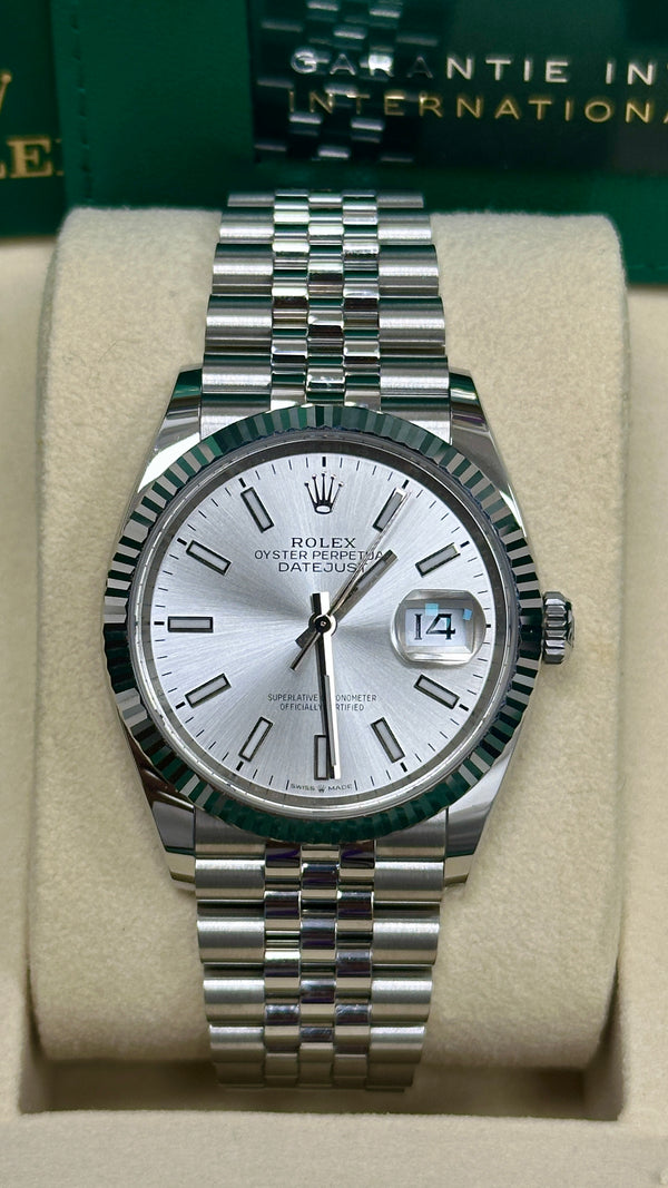 Rolex Datejust 36mm Fluted Bezel Silver Index Dial Jubilee - 126234 - New 2025