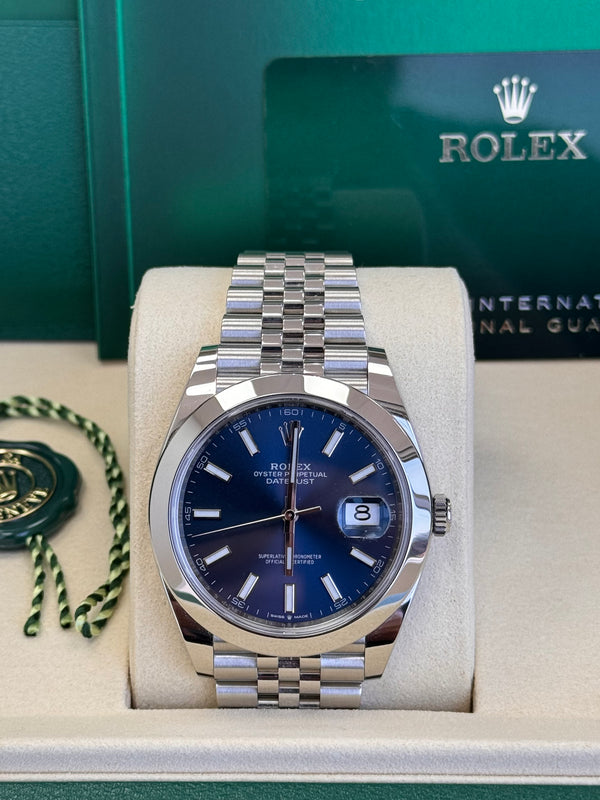 Rolex Datejust 36mm Smooth Bezel Blue Index Dial Jubilee - 126200 - New 2025