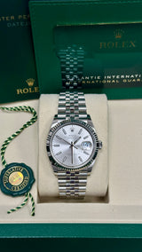 Rolex Datejust 36mm Fluted Bezel Silver Index Dial Jubilee - 126234 - New 2025