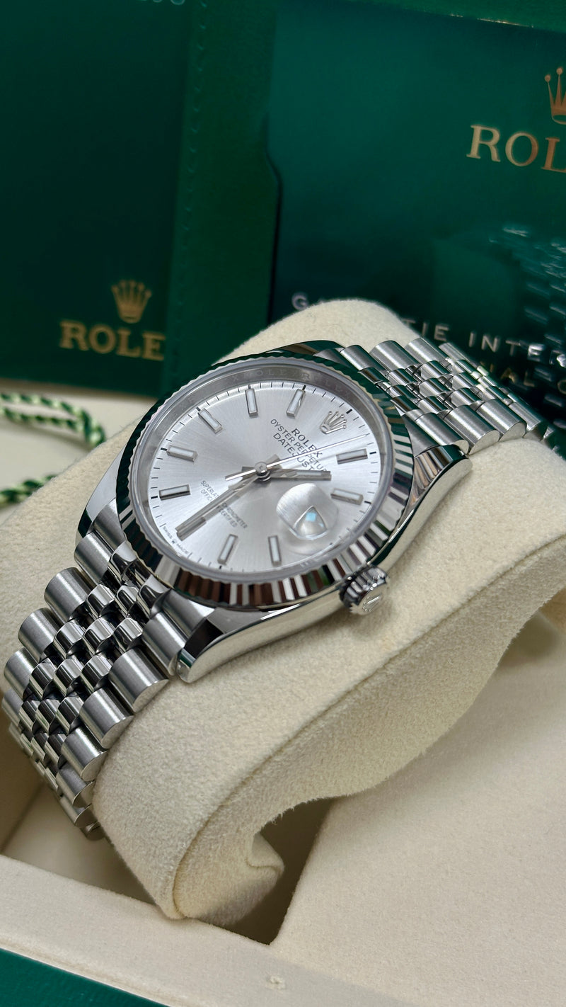 Rolex Datejust 36mm Fluted Bezel Silver Index Dial Jubilee - 126234 - New 2025