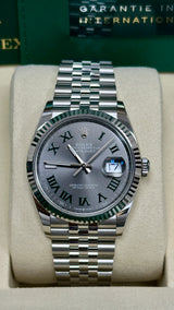 Rolex Datejust 36mm Fluted Bezel "Wimbledon" Roman Dial Jubilee - 126234 - New 2025