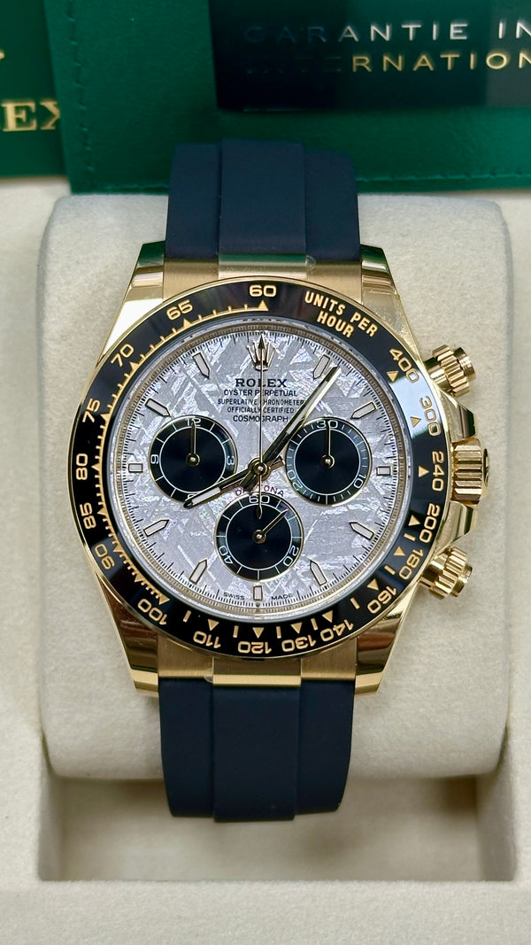 Rolex Cosmograph Daytona 40mm Yellow Gold Ceramic Bezel Meteorite Dial Oysterflex - 126518LN - New 2025