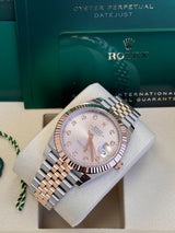 Rolex Datejust 41mm Two-Tone Everose Gold Fluted Bezel Sundust Diamond Dial Jubilee - 126331 - New 2025