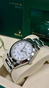 Rolex Datejust 41mm Smooth Bezel White Roman Oyster - 126300 - New 2025
