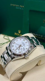 Rolex Datejust 41mm Fluted Bezel White Roman Dial Oyster- 126334 - New 2025