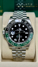 Rolex GMT-Master II 40mm Left-Handed Black Dial Green/Black Bezel Jubilee "Lefty Sprite" - 126720VTNR - New 2025