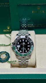 Rolex GMT-Master II 40mm Left-Handed Black Dial Green/Black Bezel Jubilee "Lefty Sprite" - 126720VTNR - New 2025