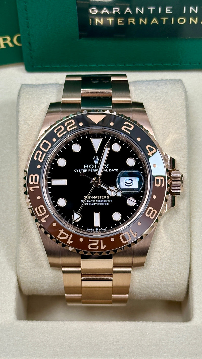 Rolex GMT-Master II 40 mm Everose Gold “Rootbeer” Black Dial – 126715CHNR – New 2025
