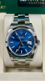 Rolex Datejust 41mm Smooth Bezel Blue Index Dial Oyster - 126300 - New 2025