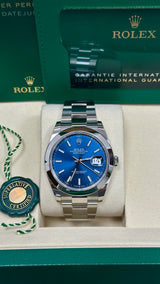 Rolex Datejust 41mm Smooth Bezel Blue Index Dial Oyster - 126300 - New 2025