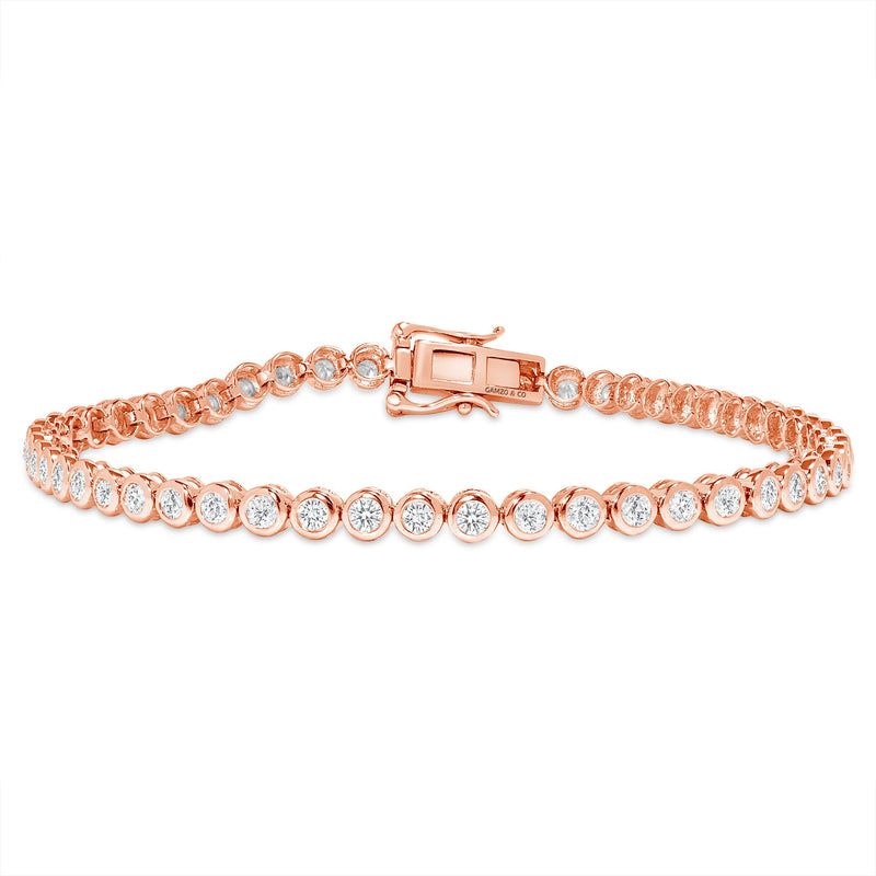 Rose Gold Diamond Tennis Bracelet - Bezel Set