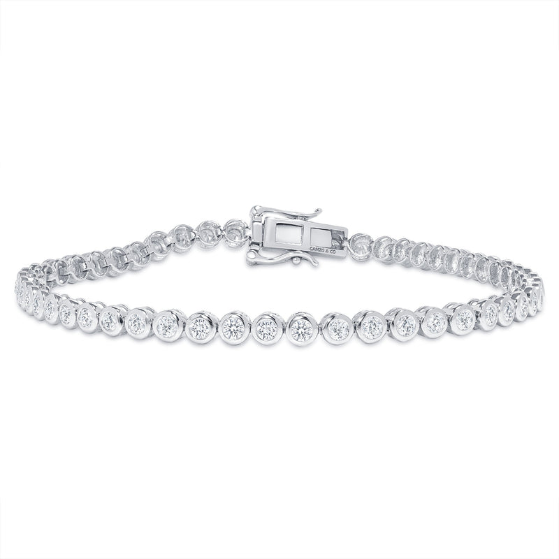 White Gold Diamond Tennis Bracelet - Bezel Set