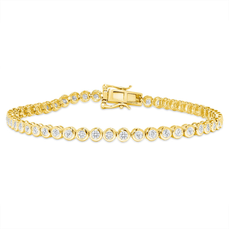 Gold Diamond Tennis Bracelet - Bezel Set
