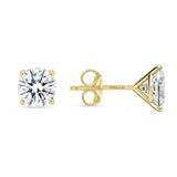 Lab Grown Round Diamond Stud Earrings -  4 Prong Push Back Martini Setting