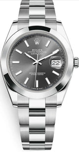 Rolex Datejust 41mm Smooth Bezel Grey/Slate Index Dial Oyster - 126300 - New 2024