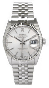 Rolex Datejust 36mm Stainless Steel Fluted Bezel Silver Index Dial Jubilee - 16014