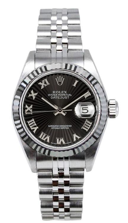 Rolex Women's Datejust Stainless Steel 26mm Black Roman Dial
