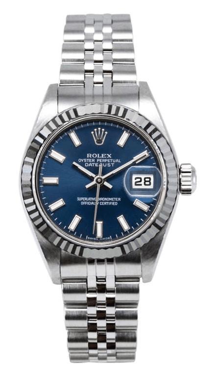 Rolex Women's Datejust Stainless Steel 26mm Blue Index Dial