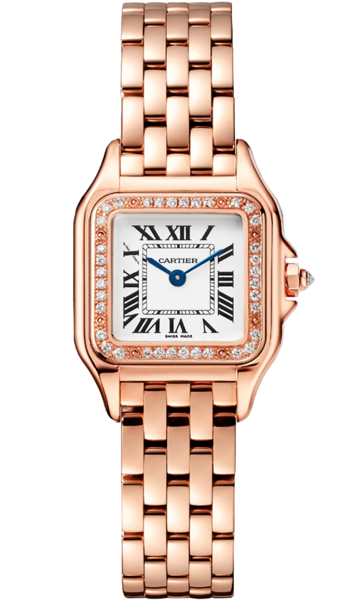 Panthẻre De Cartier Small 18K Rose Gold Silvered Diamond Dial WJPN0049