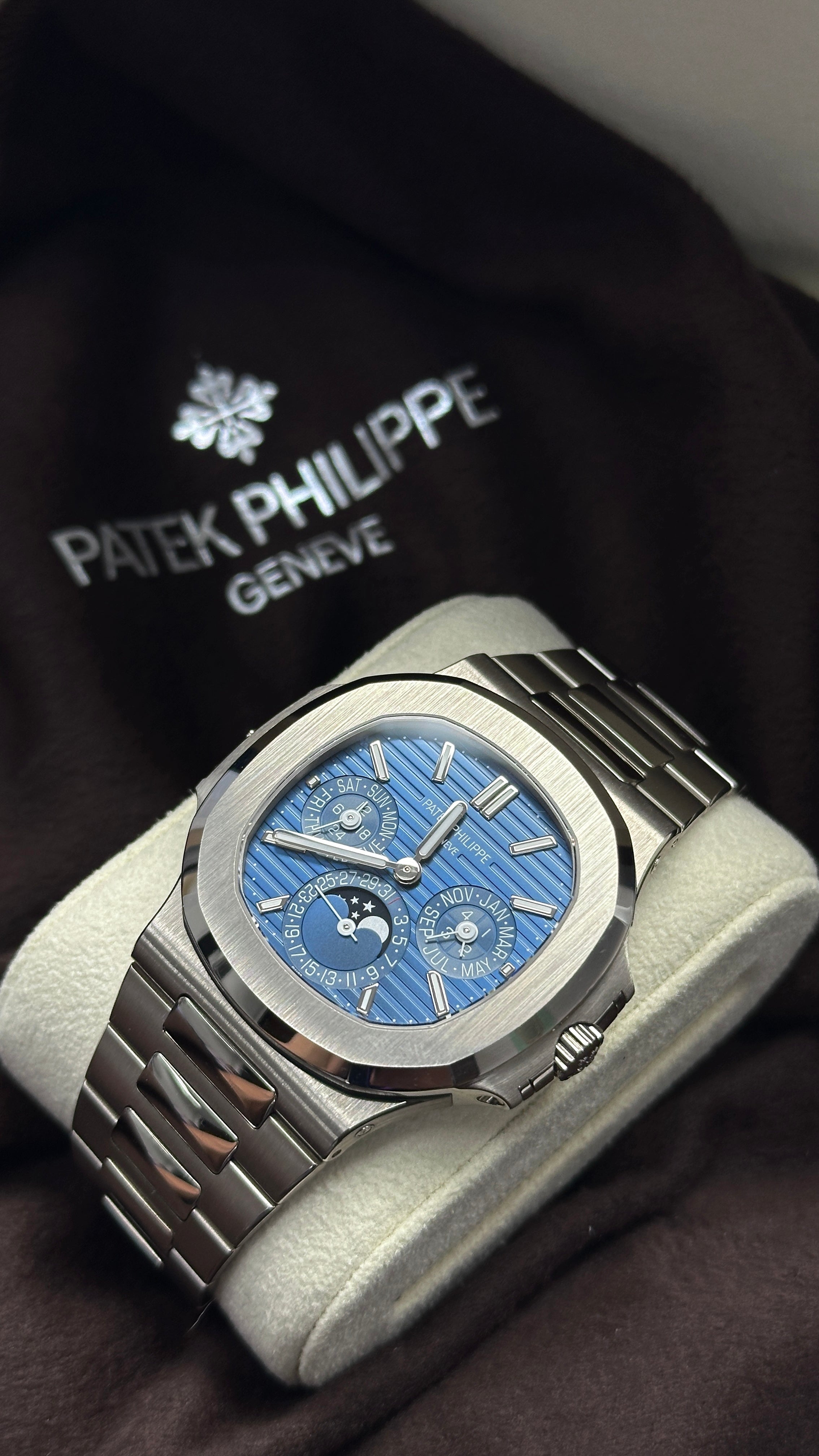Patek Philippe Nautilus Perpetual Calendar 40mm White Gold Blue Dial  5740/1G-01