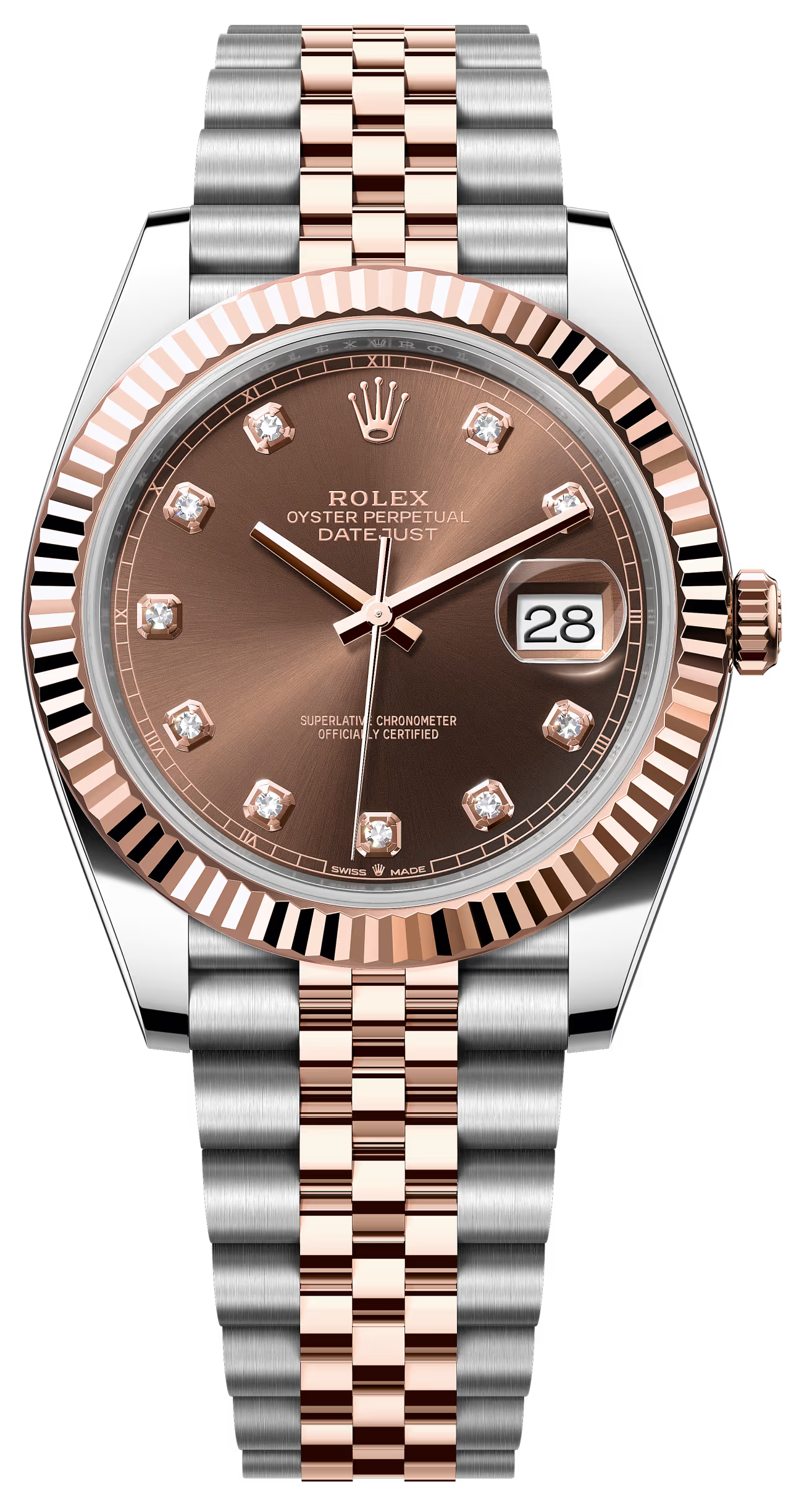 Rolex Datejust 41mm Two-Tone Everose Gold Chocolate Diamond Dial Fluted Bezel Jubilee Bracelet 126331 – New 2025
